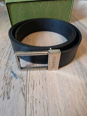 Gucci GG Belt with Rectangular Buckle, Black - 110cm